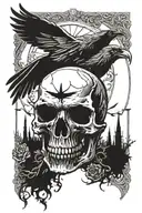 graveyard reaper crow skull  tattoo design idea