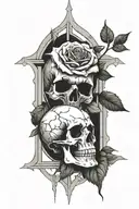 cathedral window skull rose  tattoo design idea