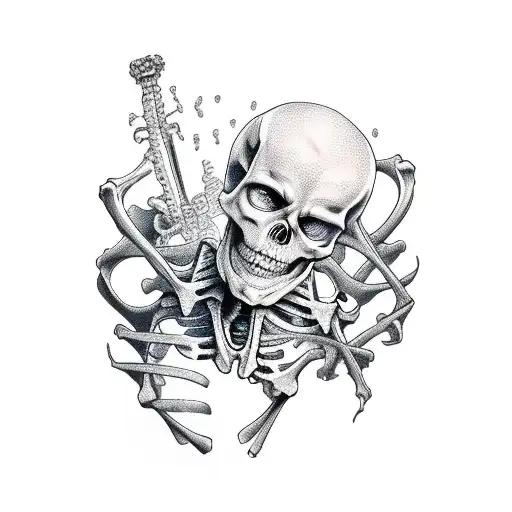 skeleton drinking tattoo design idea