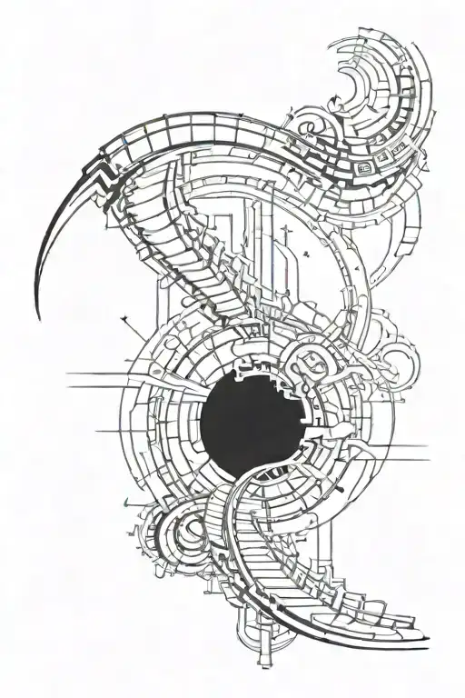 roller coaster falling into a pit of fire tattoo design idea