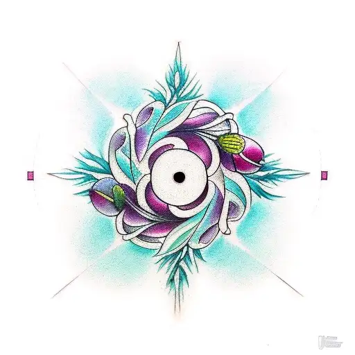 The tattoo consists of an abstract yin-yang created with the branches and flowers of a plum tree. The design will be loc tattoo design idea