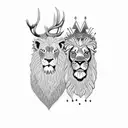 stag and lion lion and father and daughter, wales sleeve tattoo tattoo design idea