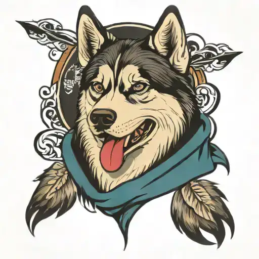 husky dog tattoo design idea