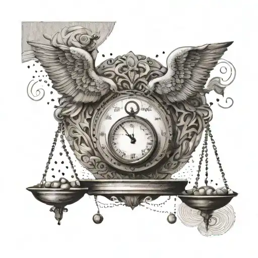 Weighing the heart and mind on the scales intertwined tattoo design idea