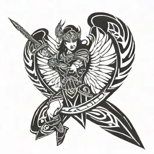 Valkyrie warrior tattoo design idea