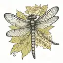 Jane Austen book title and a dragonfly hovering  tattoo design idea