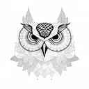 Owl and raven flying into the sunset wingtip to wingtip looking back with kind eyes tattoo design idea