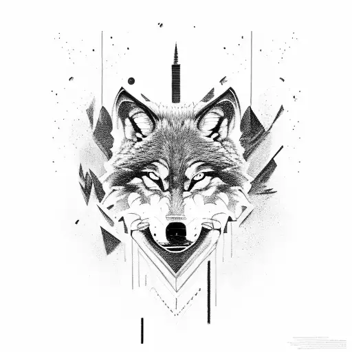 A fierce wolf emerging from a video game console tattoo design idea