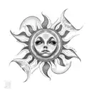 sun with infinity symbol tattoo design idea