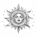 sun with infinity symbol tattoo design idea