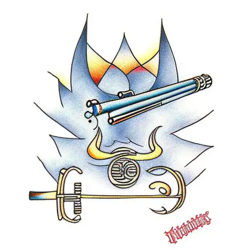 flute with rk tattoo design idea
