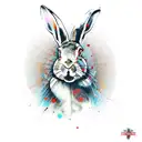 hare with skull tattoo design idea