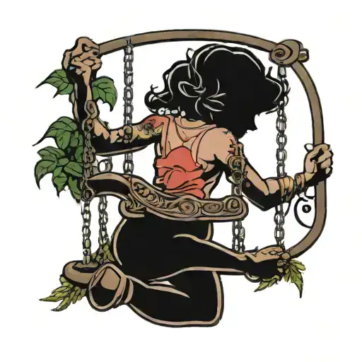 a swing with a little girl. and below the word "guar" tattoo design idea