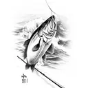 kayak fishing with fishing rod tattoo design idea