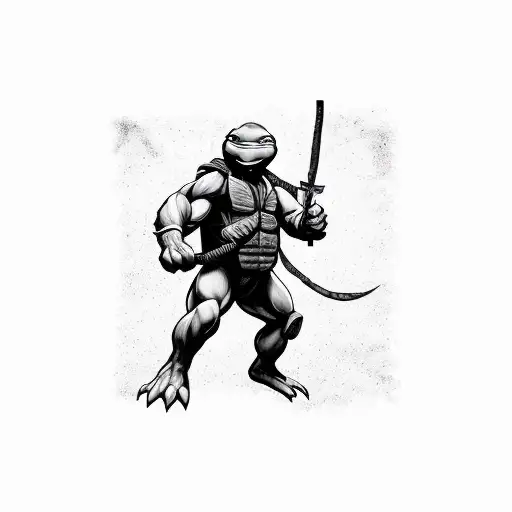 As sleeve with the 4 teenage mutant ninja turtle, with a city background tattoo design idea