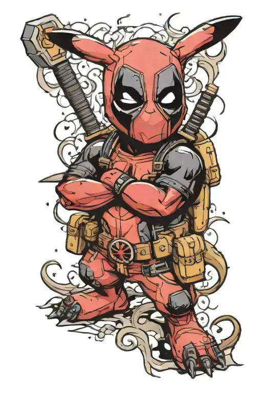 Deadpool pikachu tattoo design idea