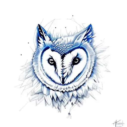 Blue Moon , Wolf , Barn Owl tattoo design idea
