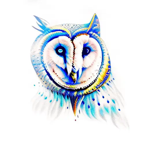 Blue Moon , Wolf , Barn Owl tattoo design idea