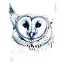 Blue Moon , Wolf , Barn Owl tattoo design idea