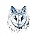 Blue Moon , Wolf , Barn Owl tattoo design idea