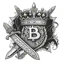 king's crown with a bitcoin symbol and sword with "Aut inveniam viam aut faciam" written on the sword's blade tattoo design idea