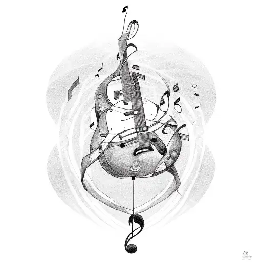 "Tone" with heart and music note tattoo design idea