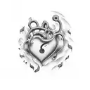  heart and music note tattoo design idea