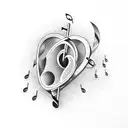  heart and music note tattoo design idea