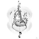 "Tone" with heart and music note tattoo design idea