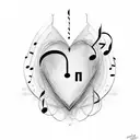 "Tone" with heart and music note tattoo design idea