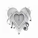 "Tone" with heart and music note tattoo design idea