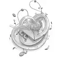 "Tone" with heart and music note tattoo design idea
