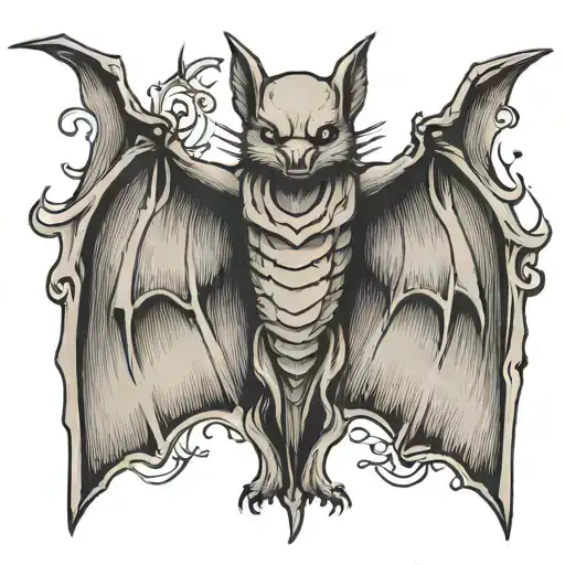 BAT SPREADING WINGS tattoo design idea