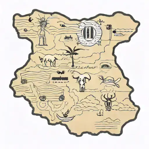 outline of a uganda map filled with a Uganda kob tattoo design idea
