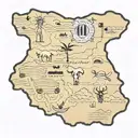 outline of a uganda map filled with a Uganda kob tattoo design idea