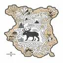 outline of a uganda map filled with a Uganda kob tattoo design idea
