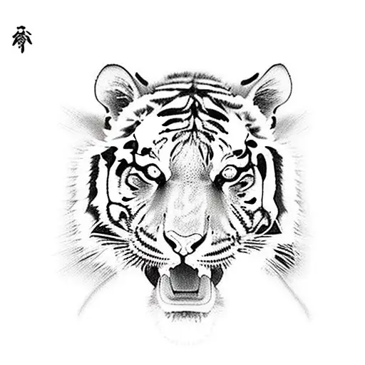 tribut to mother:  tiger looking defiant with a wild flower. use really minimal colors. make it somber tattoo design idea