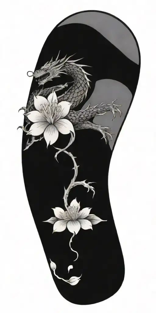 dragon cherry blossom pedal falling leaves tattoo design idea