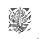 A monstera leaf pattern incorporating dental instruments tattoo design idea