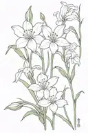 a small to medium-sized bouquet of one snowdrop, one gladiolus, one poppy, and one cosmos tattoo design idea