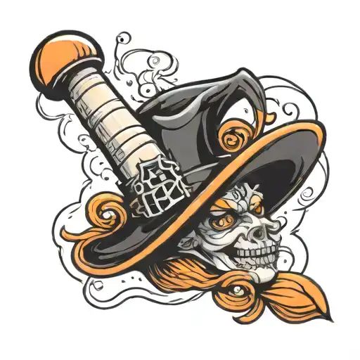 salt shaker wearing a witches hat at a jaunty angle tattoo design idea