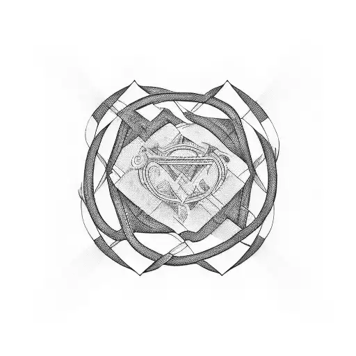 A blackwork tattoo of a racing flag intertwined with a finance graph, symbolizing the fast-paced nature of both racing and finance tattoo design idea