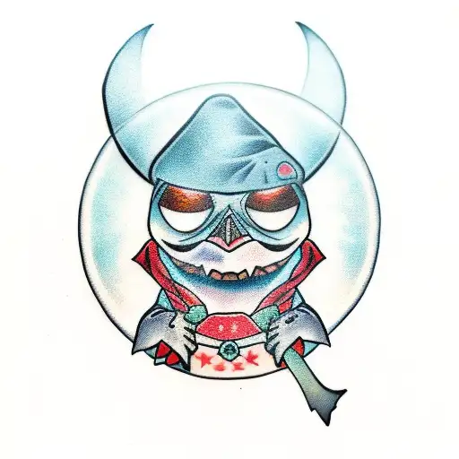 The penguin is an undead from the race of those who have abandoned the game of the World of Warcraft in dark blue tattoo design idea