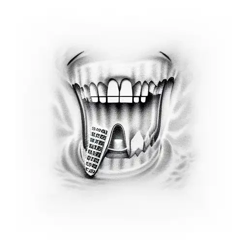 realistic  tattoo of dental implant with a surfboard and waves tattoo design idea