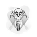 dental implant with a surfboard tattoo design idea