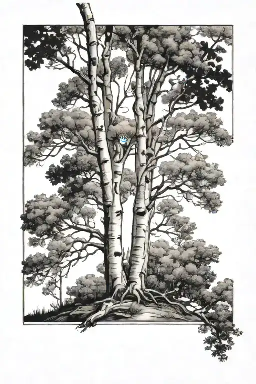 Aspen tree silhouette tattoo design idea