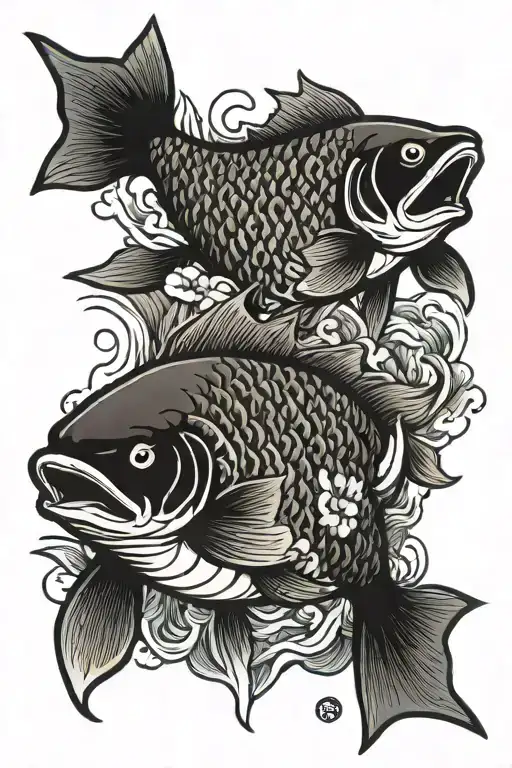 Carp on the knife tattoo design idea