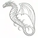 Create a linear, simple, winged dragon tattoo model that creates two DNA helices tattoo design idea