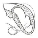 Create a linear, simple, winged dragon tattoo model that creates two DNA helices tattoo design idea