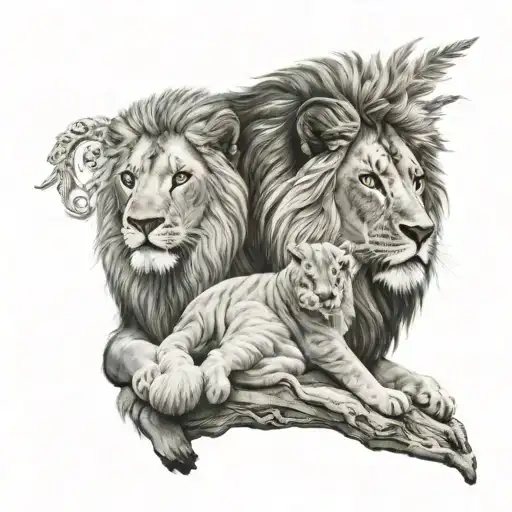 Lion and Lamb tattoo design idea